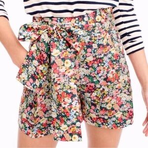 J. Crew Liberty of London Thorpe Floral Multicolor Shorts With Bow & Side Zip